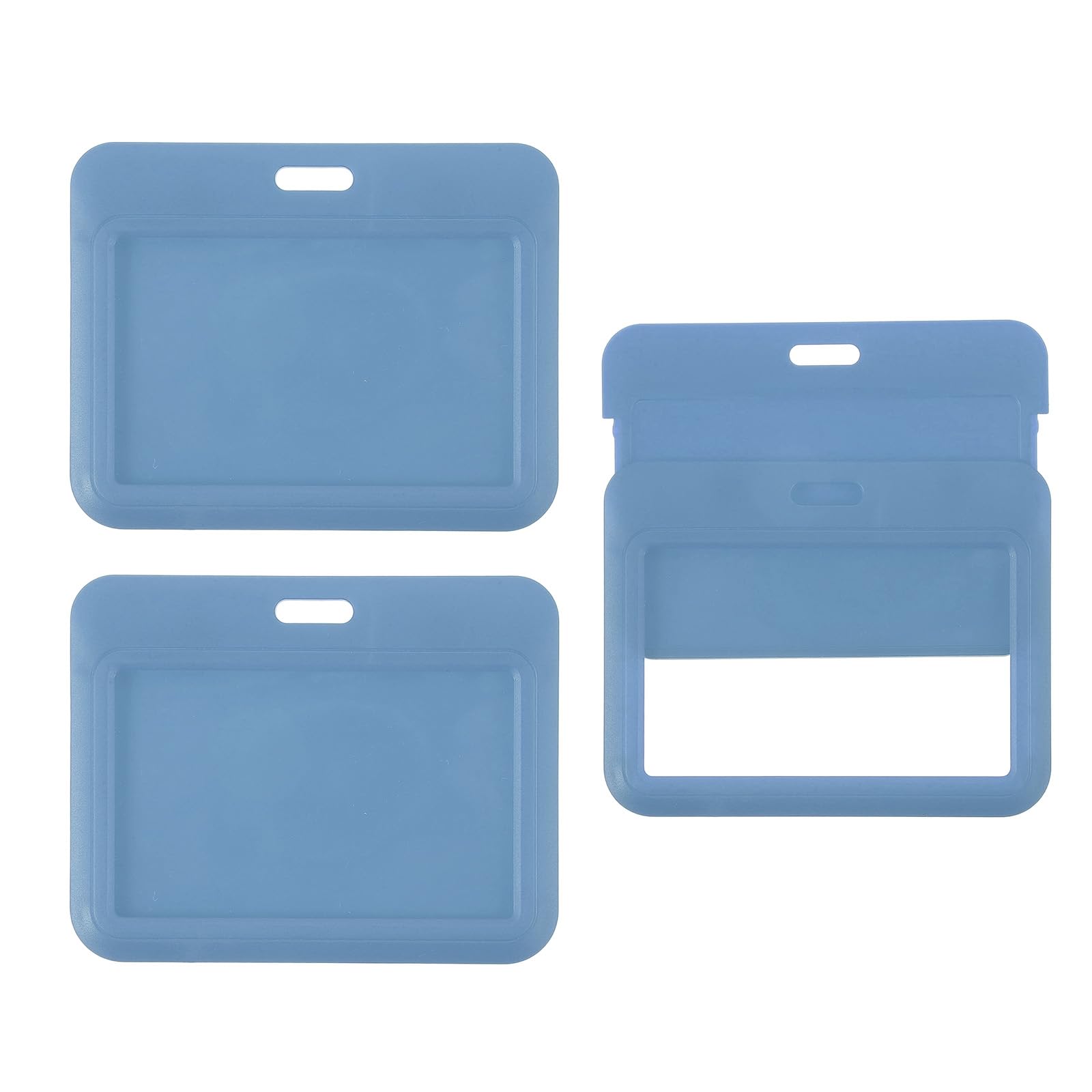 PATIKIL 3 Pack Clear Badge Holder, Plastic ID Badge Holder Clear Window Horizontal ID Protector Clips for Credit Cards Proximity Key Cards Licenses, Grey Blue