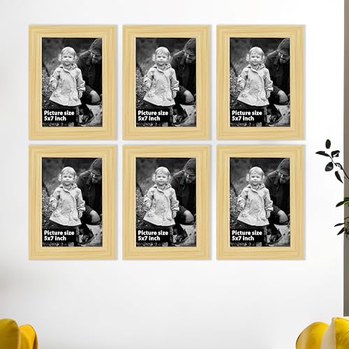 Image of Art Street Decorative Premium Set of 6 Individual Wall Hanging Picture Frame for Home, Living Room, Study Room Decor & Office Decor(5 x 7 Inch Picture Size) - Beige
