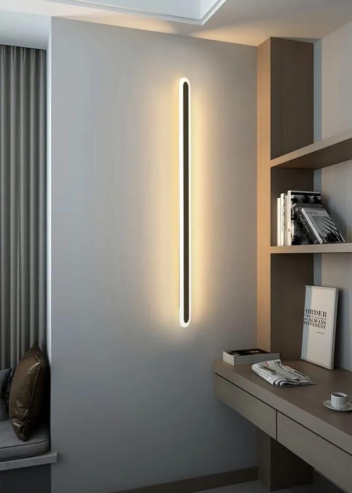 Glowave Modern Linear Bar LED Long Tube Wall Light - Warm White (Black, 800mm)