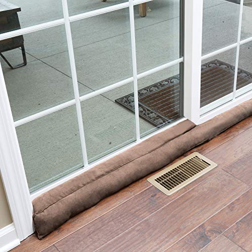 Home District Sliding Door Draft Stopper - Glass Door Draft Blocker, Patio Under Door Draft Stopper, Door Air Blocker Draft Dodger 69 1/2" L - Light Brown #TOP5
