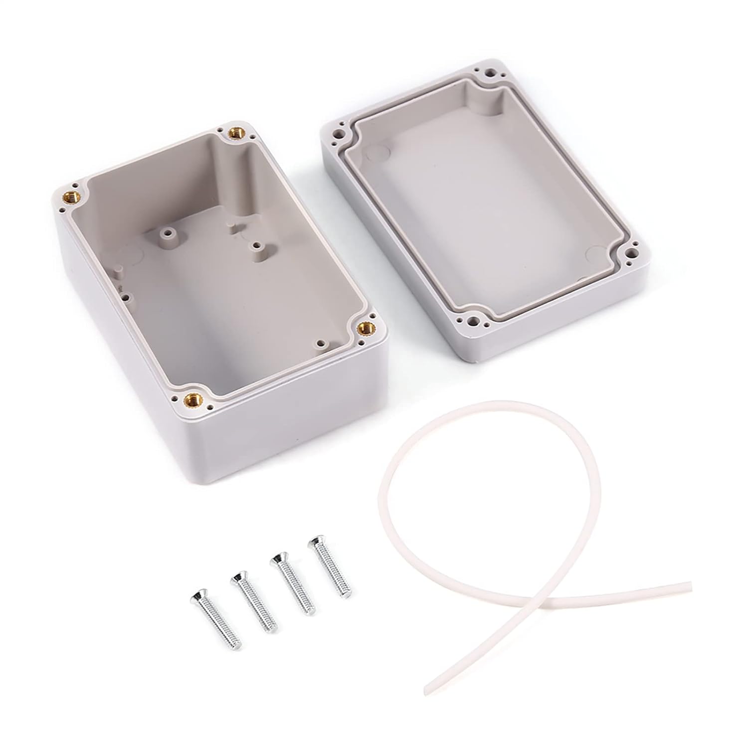 Junction Box, ABS Plastic Dustproof Waterproof Junction Box, Universal Project Electrical Enclosure Boxes, White (100x68x50mm)
