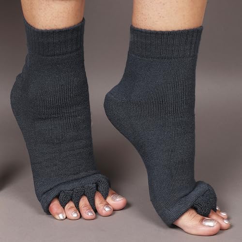 Image of Aegon Foot Alignment Socks Cotton | 5 Toe Separator | For Foot Pain Relief | Bunion Corrector | Hallux Valgus | Plantar Fasciitis | 1 Pair (Grey)
