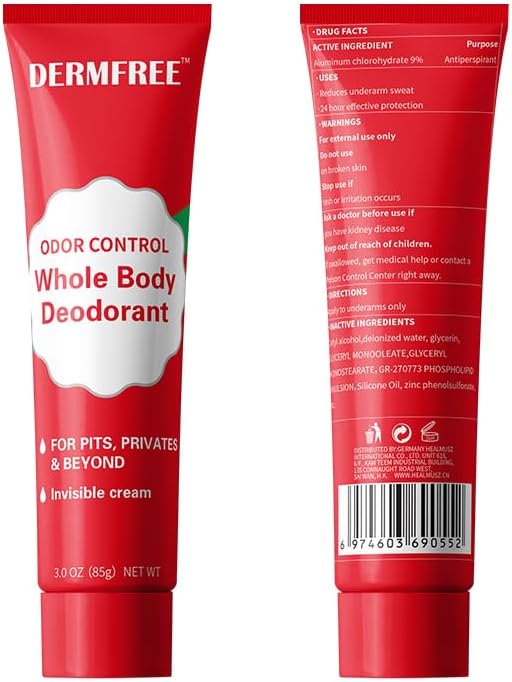 Whole Body Deodorant Cream 85g – Women’s & Men’s Invisible Aluminium Free Natural Anti-Perspirant,Reduce Sweat & Body Odour Control for Pits,Privates & Beyond,Strong Travel Mini Deodorant for Exc