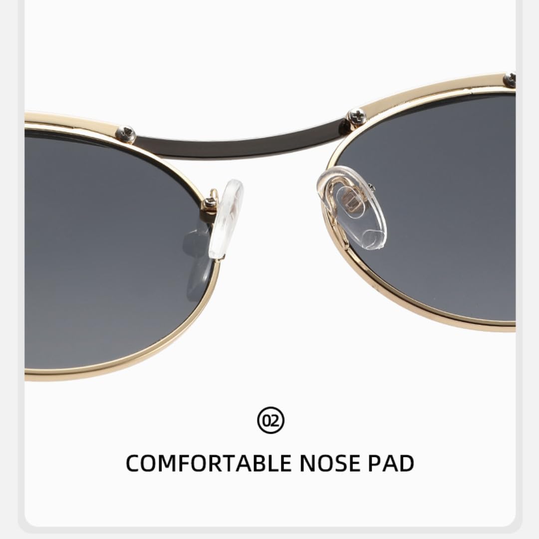 Retro-Sonnenbrille aus ovalem Metall, modisch im Punk-Stil, Farbverlauf, UV400