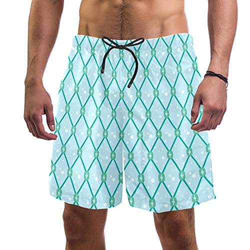 Short de bain pour homme bleu multicolore avec doublure filet en maille