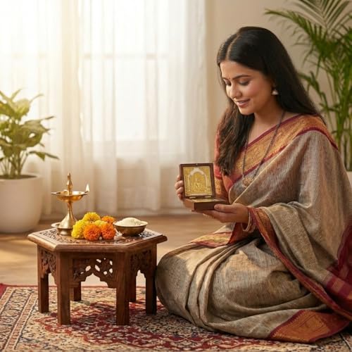 Image of Lord Mahavir Pocket Temple for Pooja Room | Gold Plated Photo Frame & Devotional Prayer Box for Jains | Gift for Family & Friends, Diwali Gift & Home Decor - (Medium) 4 Inch - Pack of 1