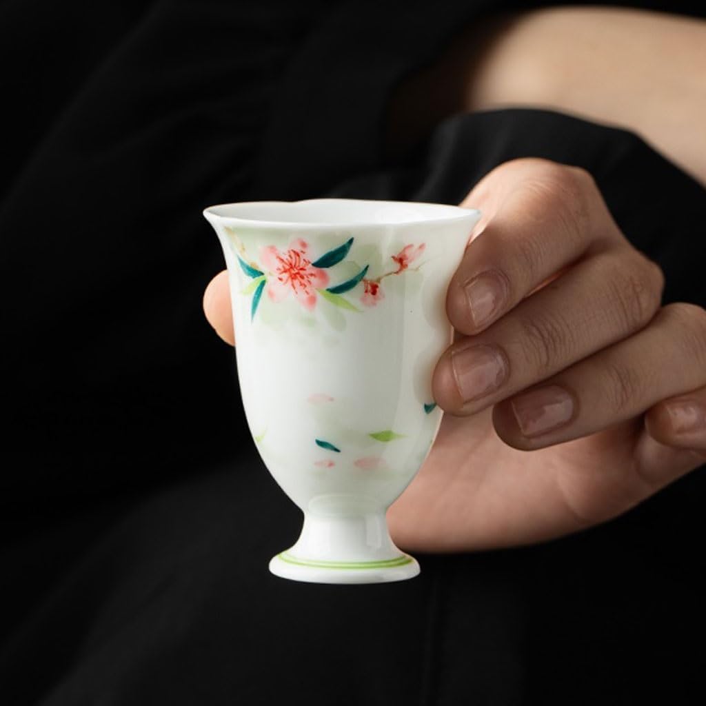 GSOUL Kungfu Tea cup Hand-painted Peach Blossom Goblet Ceramic Teacup Host Cup Drinking Personal Kung Fu Tea Set Small Tea Cups
