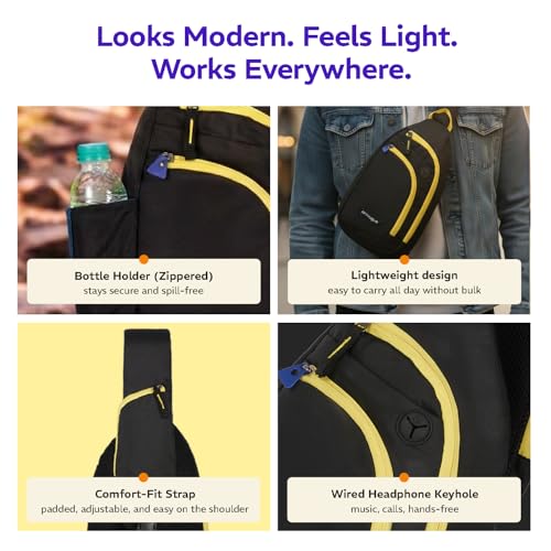 Image of Provogue Bolt Crossbody Bag for Men and Women, Sling Bag, Small Backpack, Multi-pocket Bag for Travel, Chest Bag with 8 inch Tab Pocket, One Side Shoulder Bag