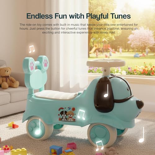 Image of Scooby Ride on Cars for Kids | Portable Baby Push Ride-ons with Music & Toy Storage | Indoor Kids Car with Lights & Safety Backrest | Outdoor Rider Cars for Kid 1 to 3 Years (Green)