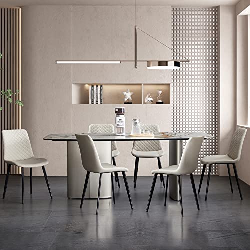 Seonyou Beige Dining Chairs Set Of 6 For Kitchen Dining Room, Upholstered Leather Mid Century Modern Dining Chair #TOP5