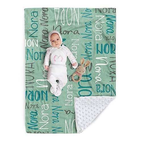 Image of Custom Baby Blanket - Personalized Names Design - Soft Plush Blanket with Double Layer Dotted Backing for Boys Girls Color22(30x40 inches)