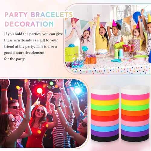 Image of Liliful 100 Pcs Silicone Rubber Wristbands Rubber Wristband Bracelet Bands for Silicone Wristbands for Women Men(Colorful)