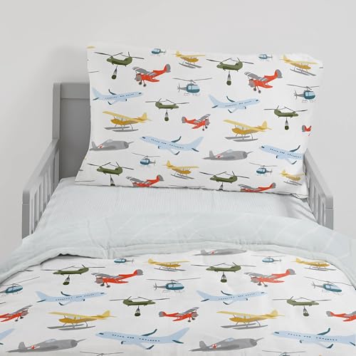 Image of Little Unicorn Standard Pillowcase 2 Pack | Super Soft & Breathable Muslin Fabric | Snug Envelope Closure | for Crib and Toddler Bed (Air Show)