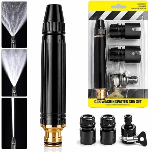 Full Metal Heavy Duty High Pressure Power Washer Hose Jet Nozzle with 3 Adjustable Twist Patterns Car Washing Watering Plants & Outdoor Cleaning