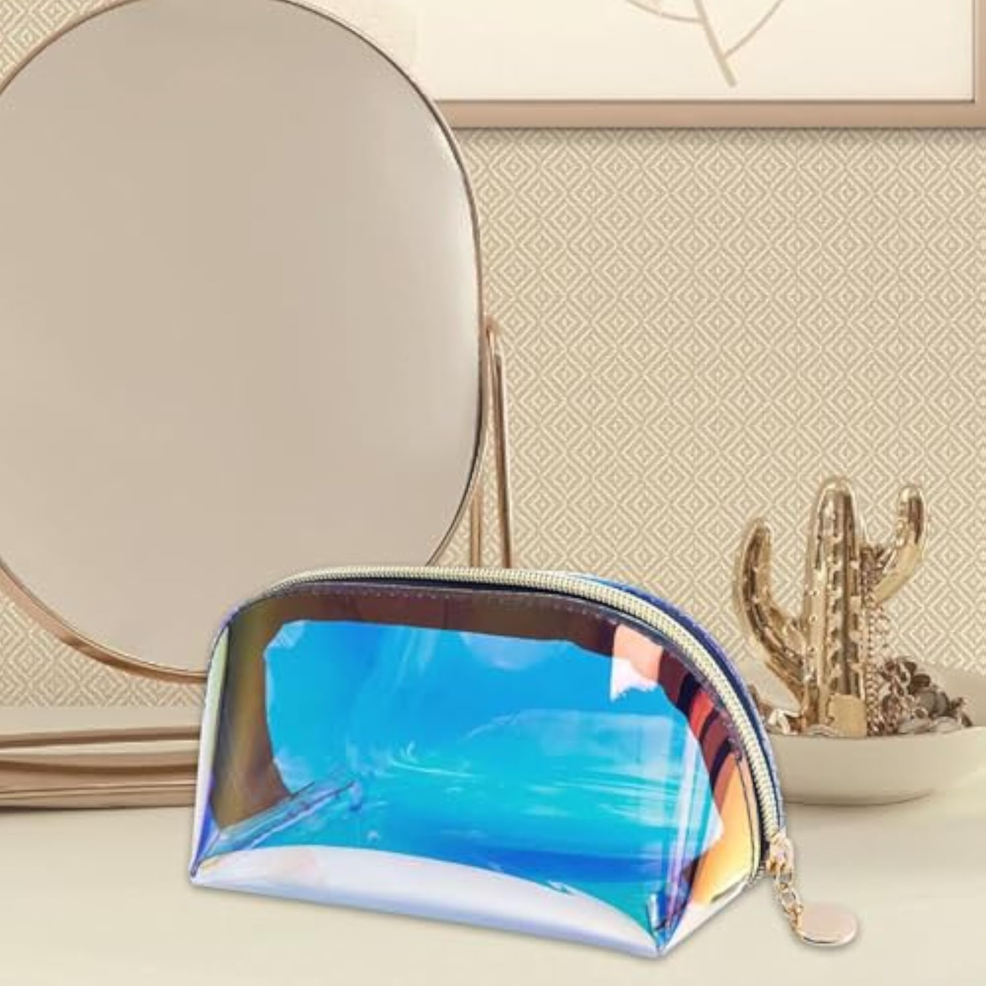 Iridescent Holographic Makeup Bag, Travel Essentials