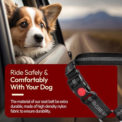 Image of Adjustable Vehicle Pet Travel Restraint Strap, Dog Belt, Tangle-Free 360 Rotatable Strap with Headrest Fixing Buckle for Canine Daily Road Trip Use