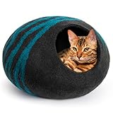 MEOWFIA Premium Felt Cat Bed Cave (Large) - Handmade 100% Merino Wool Bed for Cats and Kittens...