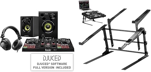 HERCULES DJ Kit de aprendizaje y soporte portátil para portátil Pyle Mesa de pie con altura ajustable y puntas antideslizantes para mezclador de DJ