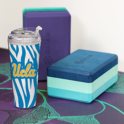 Image of Rico Industries NCAA Glitter 24oz Acrylic Glitter Tumbler with Hinged Lid, Officially Licensed Double Wall Tumbler with Straw
