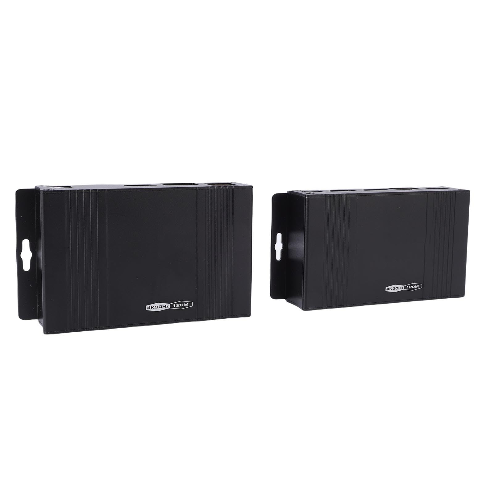 Annadue Estensore Ethernet KVM, 4K 30Hz 120M, USB 2.0, Tecnologia POC, Compatibile con Tastiera Mouse SB, Uscita Loop Video in Tempo Reale, Staffa di Montaggio Installazione a Parete