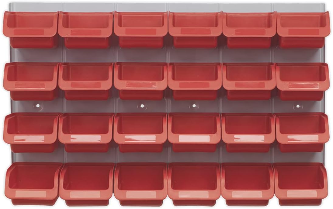 Sealey TPS130 Bin and Panel Combination Unit, Red, 24 Bins