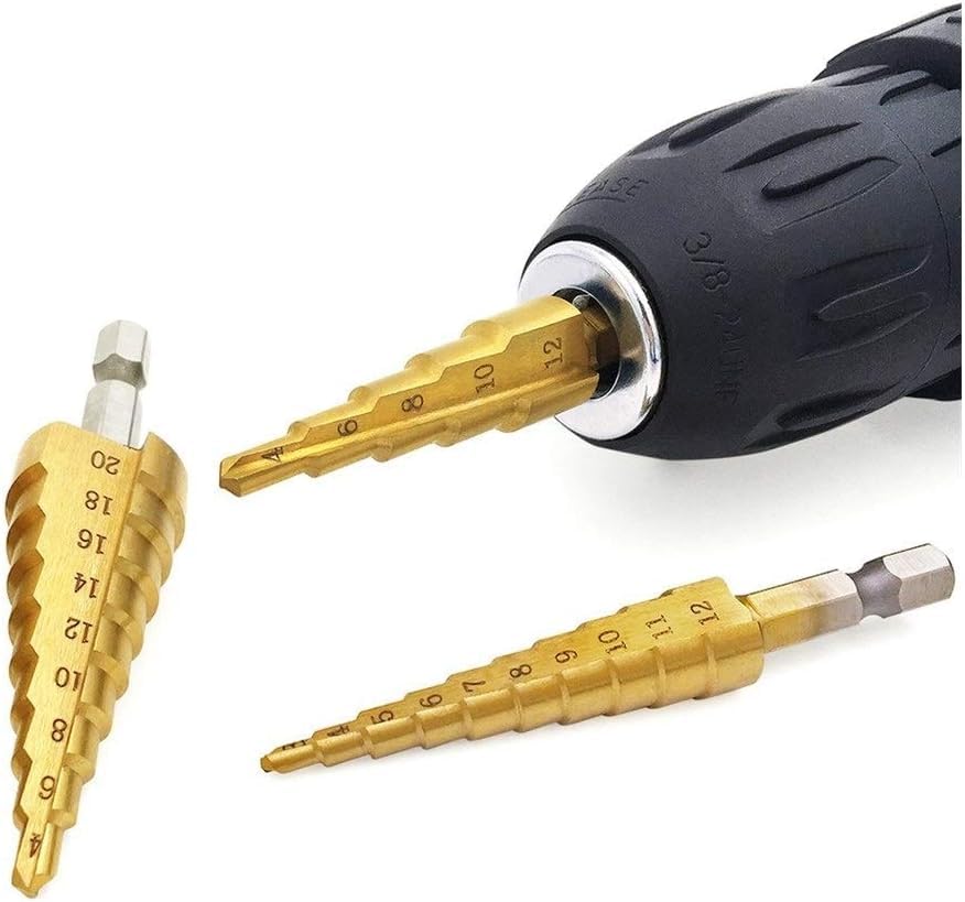Taladro de metal， Brocas escalonadas de acero HSS y titanio, herramientas de corte cónico escalonado for acero, carpintería, metal, perforación de 3-12, 4-12/20/32 mm(4 20mm)