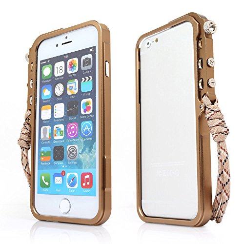 Estone Luxury Premium Aluminum Metal Frame and Shock-absorption Case with Durable Lanyard for Iphone 6 Plus 5.5