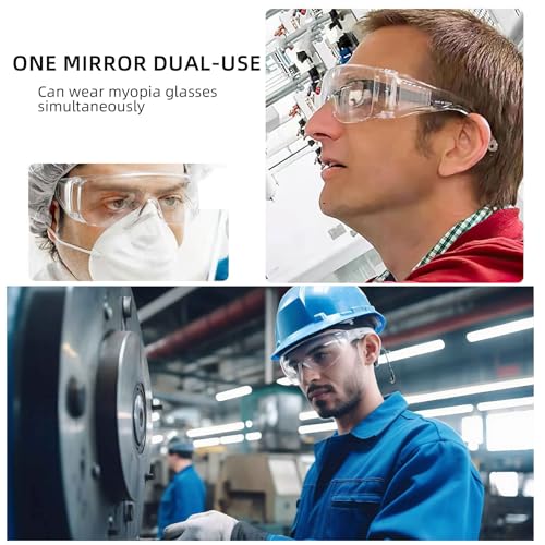 Schutzbrille Arbeitsschutzbrille, 2 Stück Sicherheitsbrille Transparent Schutzbrille, Antibeschlag & bruchsicher, ANSI Z87.1&EN 166 UV-beständig, kratzfest für Brillenträger Labor Chemie Schutzbrille