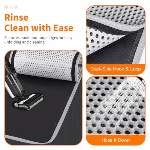 Large Cat Litter Box Mat for Cats, Double Layer Honeycomb Cat Litter Trapping Mats, Waterproof, Urine Proof,Non-Slip Litter Pad for Indoor Kitty Cat Litter Mat, Easy to Clean Grey (33.8'' x 23.6'') — view 5