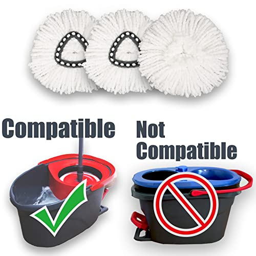 Mop Replace Head [ 3 Pack ] Mop Refills Compatible With O Cedar Easywring Spin Mop - Microfiber, Deep Cleaning, Machine Washable And Easy-To-Replace #TOP2
