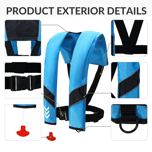 Image of Automatic Inflatable Life Jackets for Adults Life Vests PFD Low Profile Load Capacity Up to 330lbs