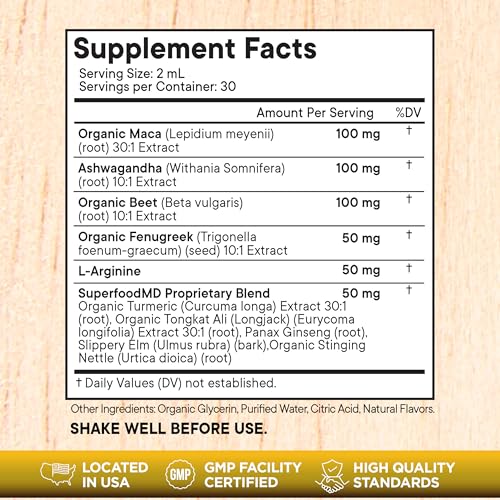 image for Superfood MD Maca Root Liquid Drops with Ashwagandha, Nettle, Fenugree