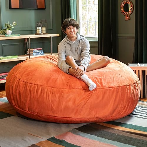 Image of Jaxx 6 Foot Cocoon - 2-in-1 Convertible Bean Bag Bed & Large Bean Bag Chair for Adults, Mandarin
