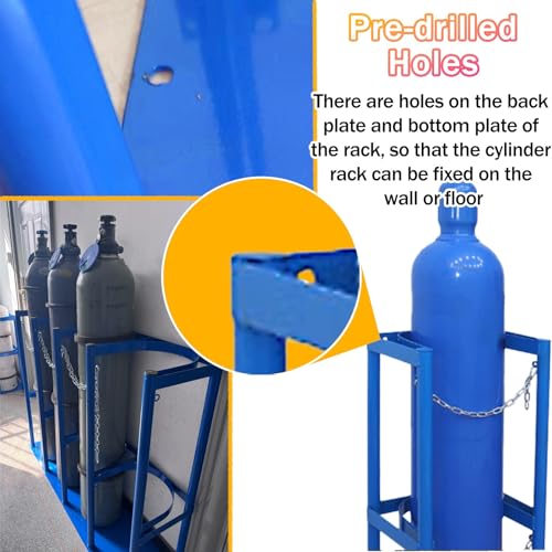 Estante Doble Independiente de Gran Altura para Tanques de oxígeno y nitrógeno, Estante Seguro para Cilindros de Gas con Tornillos para clínicas y Botellas de Gas (propano, argón,