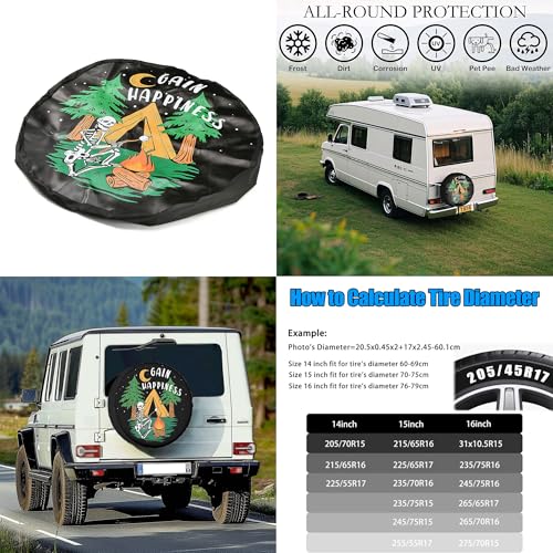 Image of Spare Tire Cover for RV Trailer, PU Leather Tire Cover Waterproof Sun Protection with Outdoor Camper Design, Fit for Trailers, RV, SUV, Off-Road Vehicle, Camper, and Trucks (15 inch)