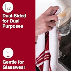 All Clad Dual Purpose Kitchen Towels Highly Absorbent 100 Cotton 17×30 Dish Towels for Cleaning Drying Dishes Glassware 3 Pack Chili