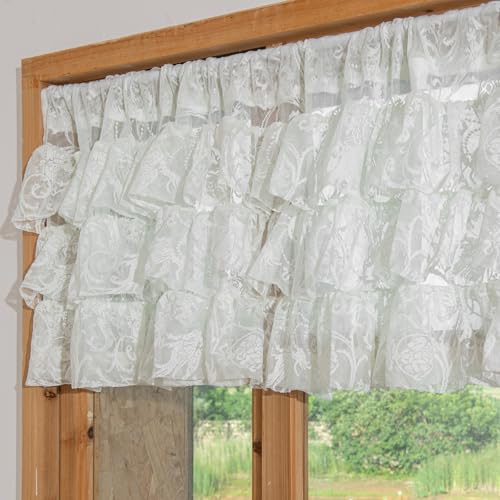 TUDECO Lace Valance for Windows 1 Panel - Vintage Ivory