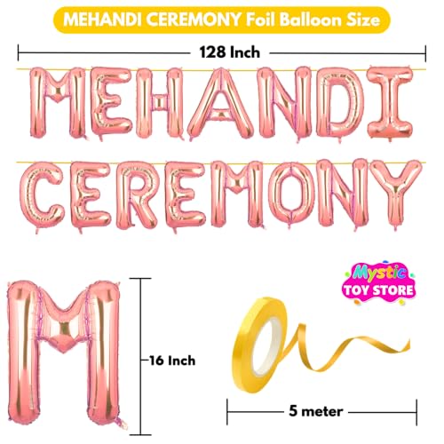 Image of Mehandi Ceremony Banner Rose Gold for Wedding Home Boys Girls Men Women Foil Balloon Decoration Decor Celebration Rose Golden