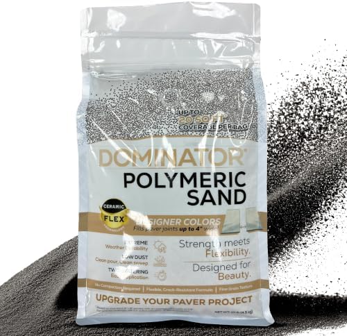 DOMINATOR 10 Pound Midnight Black Polymeric Sand with Revolutionary Ceramic Flex Technology for Stabilizing Paver Joints/Gaps, 1/8โ up to 4โ, Professional Grade Results