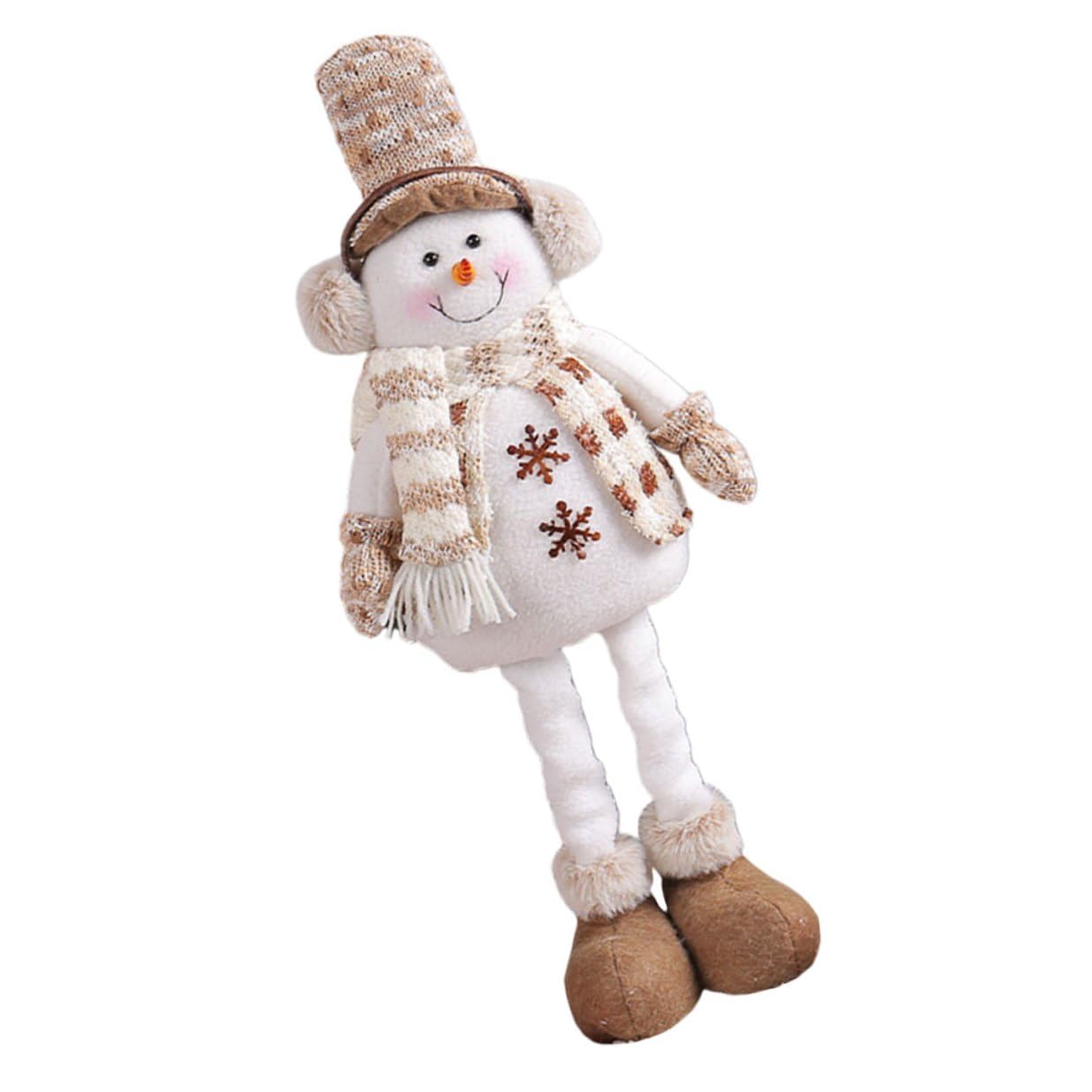 Ornamento Natalizio Bambola di Peluche Estensibile a Forma di Pupazzo di Neve Cappello, Decorazione da Tavolo per Feste di Natale e Scenari Natalizi, Regalo Festivo per Casa