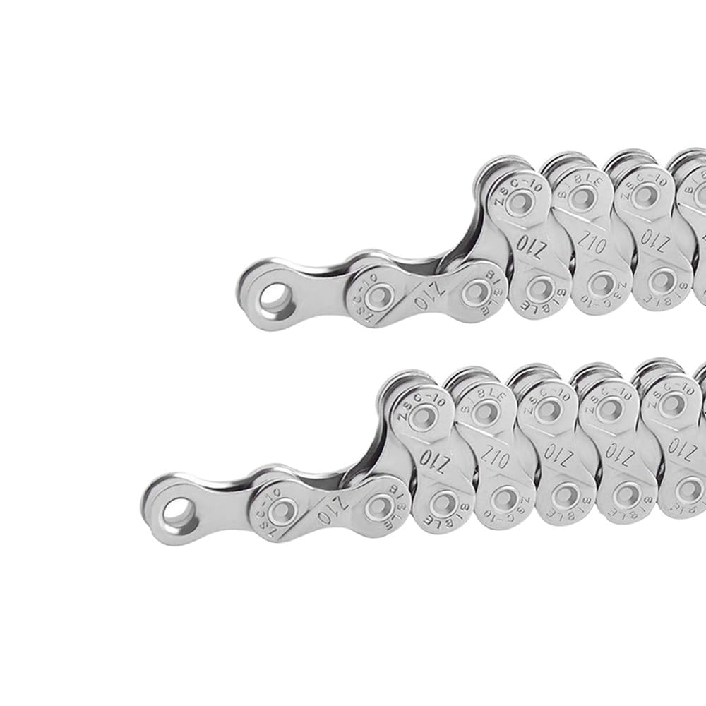 10-krotny łańcuch rowerowy, 1/2 x 11/128 cala, 116 ogniw, z 10-krotnym łącznikiem łańcucha rowerowego (srebrny)