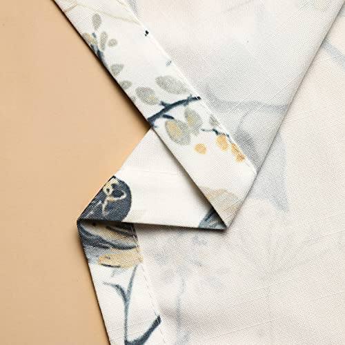 Vogol Tie Up Valances For Kitchen Windows, Gray Birds And Floral Print Valance Curtains Rod Pocket Tie Up Shades For Windows, 1 Panel, 52X18 #TOP5