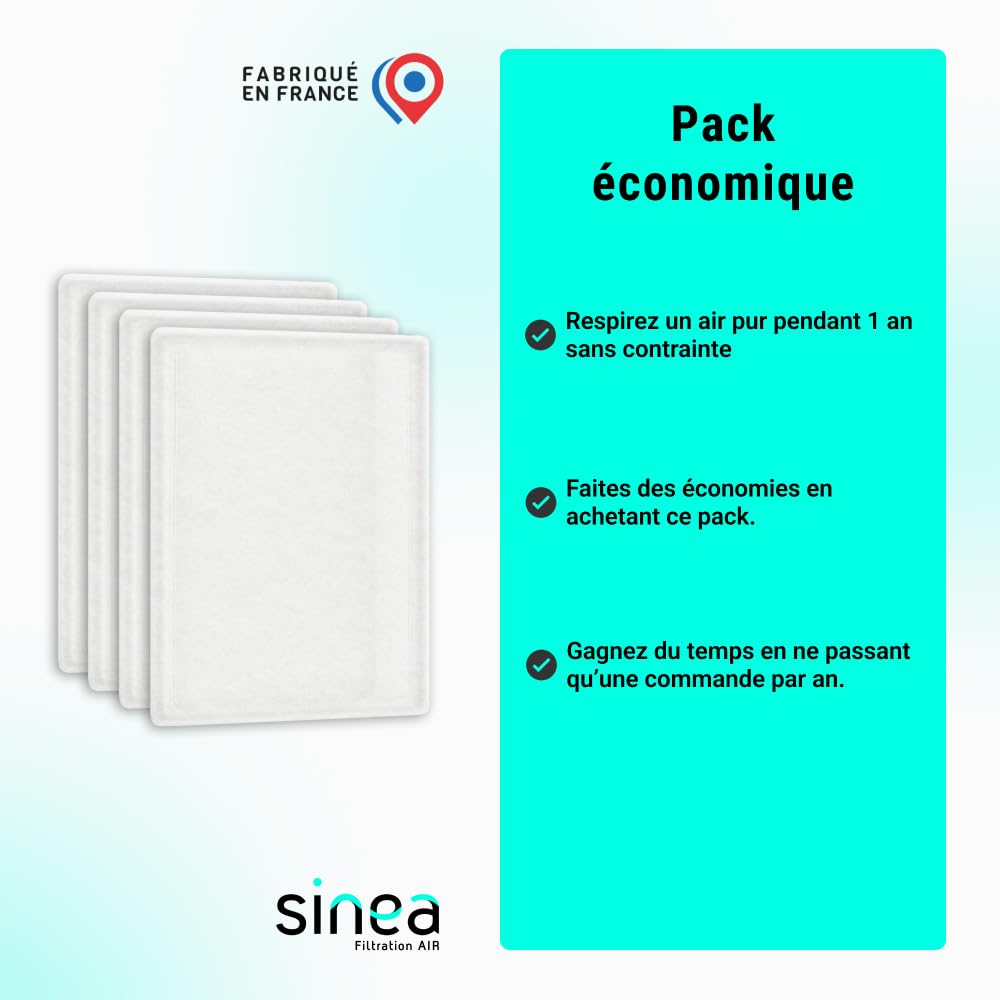 TOP FILTRE - Lot de 4 Filtres G4 Compatibles VMC Double Flux SAUTER Gorner, Medven et ATLANTIC Primocosy/Primocosy HR – Dimensions 255 x 191 x 6 mm