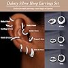 Poxtex Small Sterling Silver Huggie Hoop Earrings Set for Women, Hypoallergenic Trendy Hoops Stacks for Multiple Piercings, Dainty Cute Mini Lightweight Cartilage Helix Jewelry Gift Sensitive Ears #3