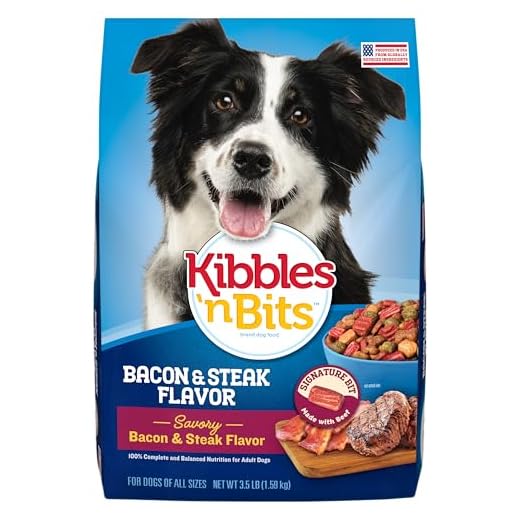 Kibbles 'n Bits Dry Dog Food, Savory Bacon & Steak Flavor for Adult Dogs, 3.5 lb. Bag