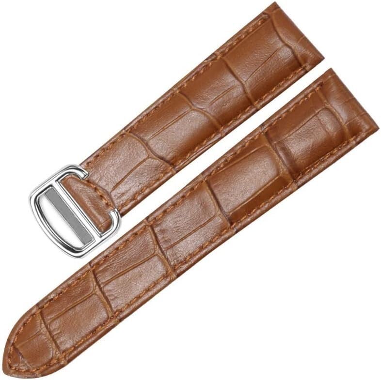 Bracelet montre cuir marron 22mm pour Cartier Ronde et Tank Solo, idéal au bureau ou en soirée