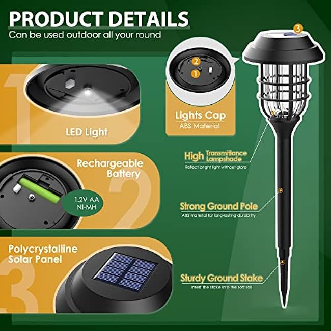 SOLPEX Solar Lights for Outside, Solar Outdoor Pathway Garden Lights Waterproof, Solar Powered Landscape Lighting for Yard, Garden, Pathway, Patio, Porch, Walkway, Driveway, 8 Pack(Cold White)