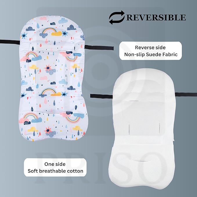 PRISO Child Stroller High Chair Seat Cushion Dining Chair Liner Mat Pad Cover Protector Accessories Soft Thick, Rainbow Design Cushion Accessories. (Whitecolor) 3