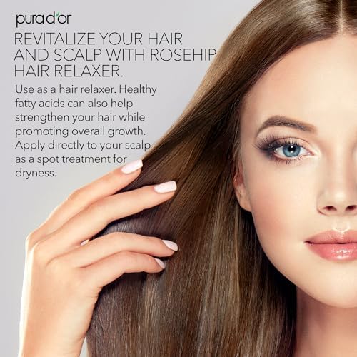 PURA D'OR Organic Rosehip Seed Oil 100% Pure Cold Pressed & USDA Organic Anti-Aging For Face, Hair, Skin & Nails, 4 Fluid Ounce 1