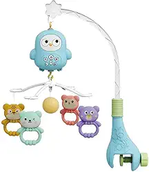 Mobile para Berço Carrinho Bebê Musical Giratório Multifuncional Controle Remoto Brinquedo Infantil (Azul)